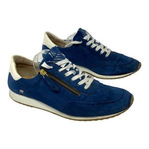 Paul Green Oceana Blue Suede Zip Lace Up Sneaker Size 7